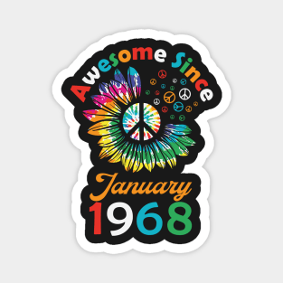 Funny Birthday Quote, Awesome Since January 1968, Retro Birthday Magnet