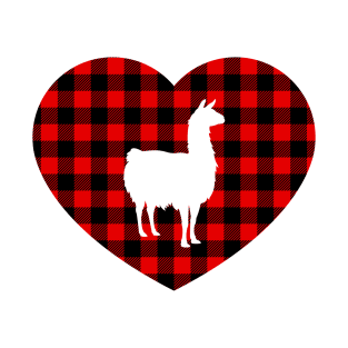 Llama Heart Buffalo Plaid T-Shirt