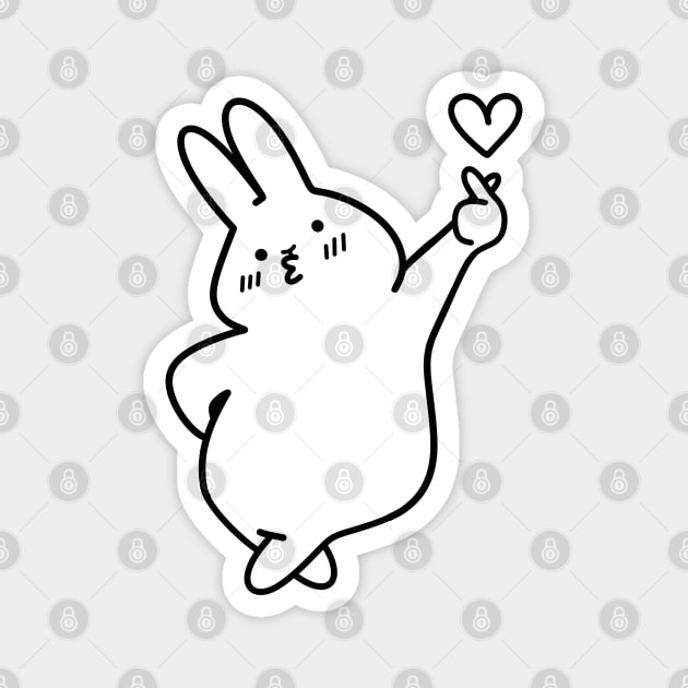 Cute Bunny | Korean Finger Heart Design | Kawaii Gifts | Handmade Illustrations by Atelier Serakara Magnet by Atelier Serakara