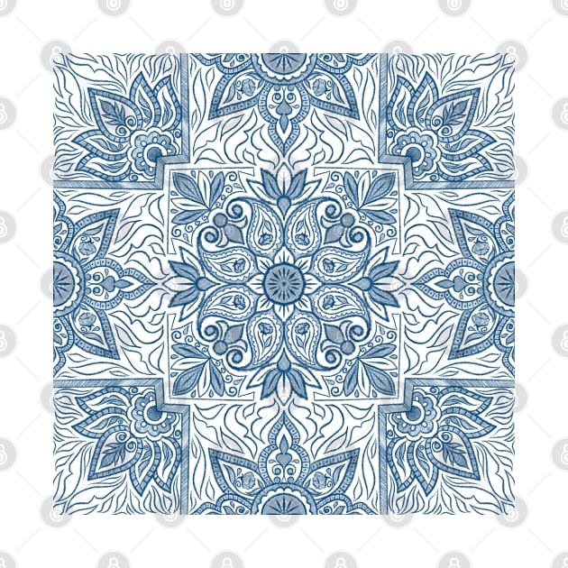 Indigo Floral Symmetrical Repeat Pattern by SemDesigns