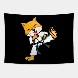 Cute Karate Fighting Fox/Wolf Animal Tapestry