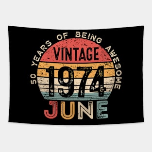 Vintage June 1974, 50 Years Of Being Awesome, 50th Birthday Tapestry