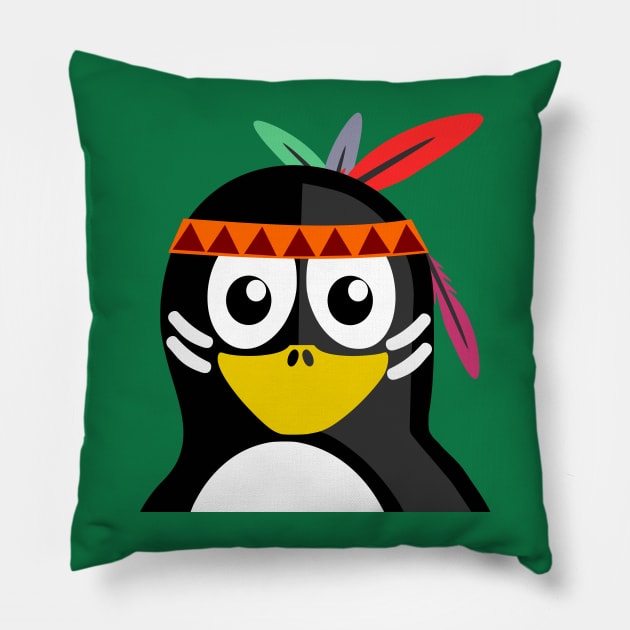 Penguin as Native American Pillow by PatrioTEEism