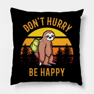 Dont Hurry Sloth Vintage Pillow