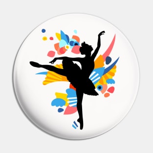 Colorful Dancing Ballerina Silhouette Pin