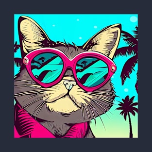 Chill cat IN SUMMER! (Background) T-Shirt