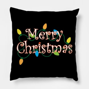 Merry Christmas White and Orange Pillow