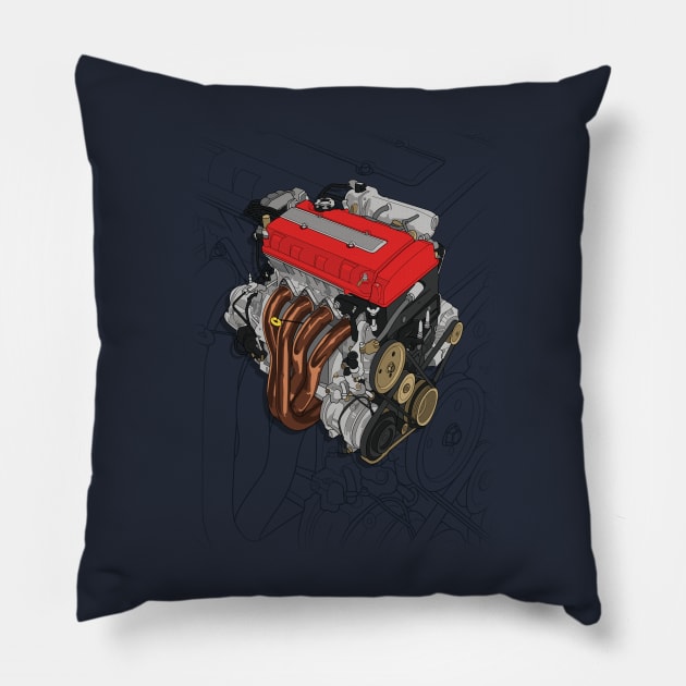 B16 engine Pillow by ArtyMotive