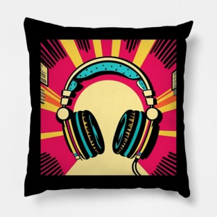 Music Genius Pink Retro Headphones Pillow