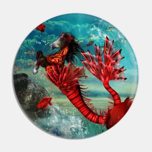 Wonderful seahorse with skulls in the deep ocean Pin