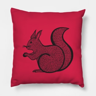 Red Squirrel - hand drawn forest animal design Pillow