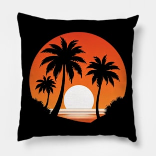 Palm Tree Sunset Pillow