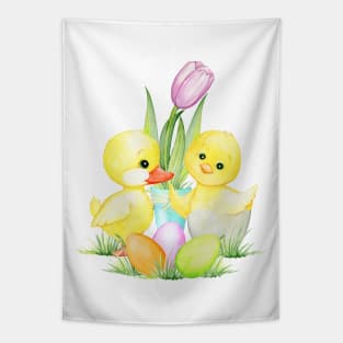 Chicken, Duck, Easter Eggs and Tulip Tapestry