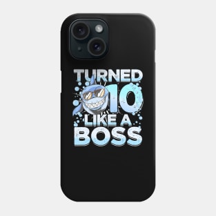 10Th Birthday Shark Boy 10 Years Like A Boss Shark Phone Case