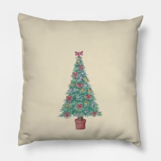 Christmas tree and decorations and red bows Pillow