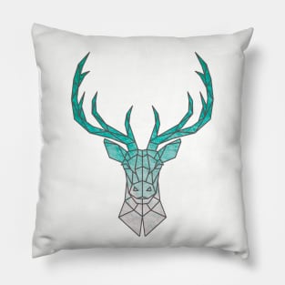 Geometric Deer Blue Pillow