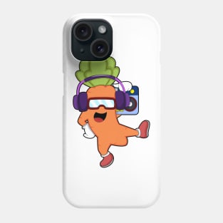 Carrot at Music with Headphone Phone Case