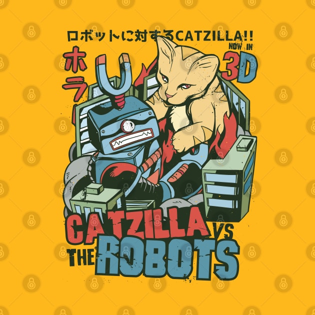 Catzilla vs Robots by Safdesignx