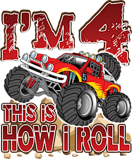 'I'm 4 This Is How I Roll' Awesome Truck Gift Magnet