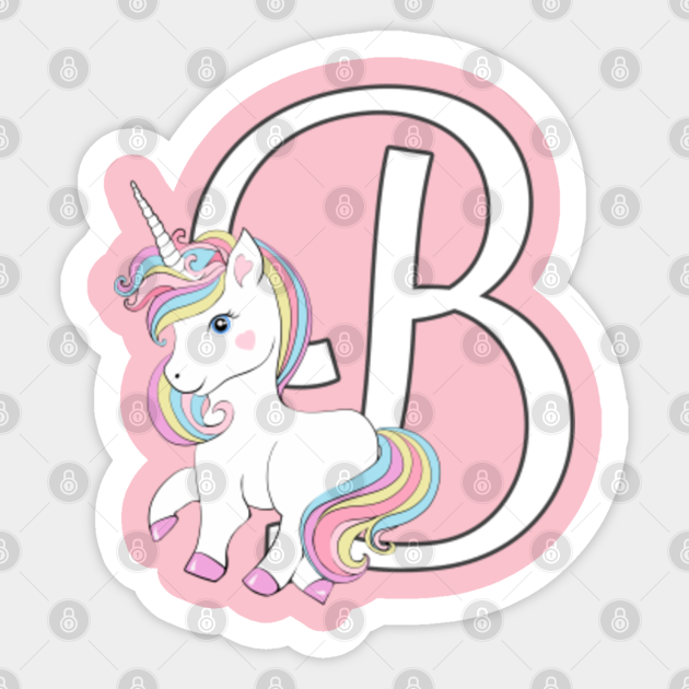 Letter B Cute Unicorn Kids Graphic Tshirt Unicorn Sticker Teepublic Satin bow attached to the top making it easy hanging for a perfect room decoration! letter b cute unicorn kids graphic tshirt