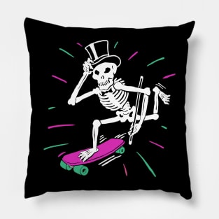 Skateboard Skeleton Pillow