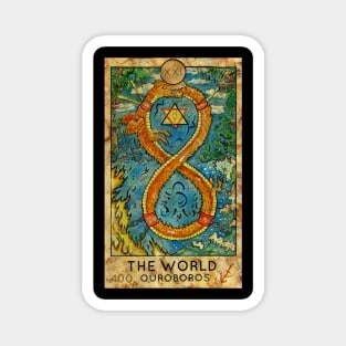 The World. Major Arcana Tarot Card. Hand drawn original artwork.  Check out my other designs. Magnet