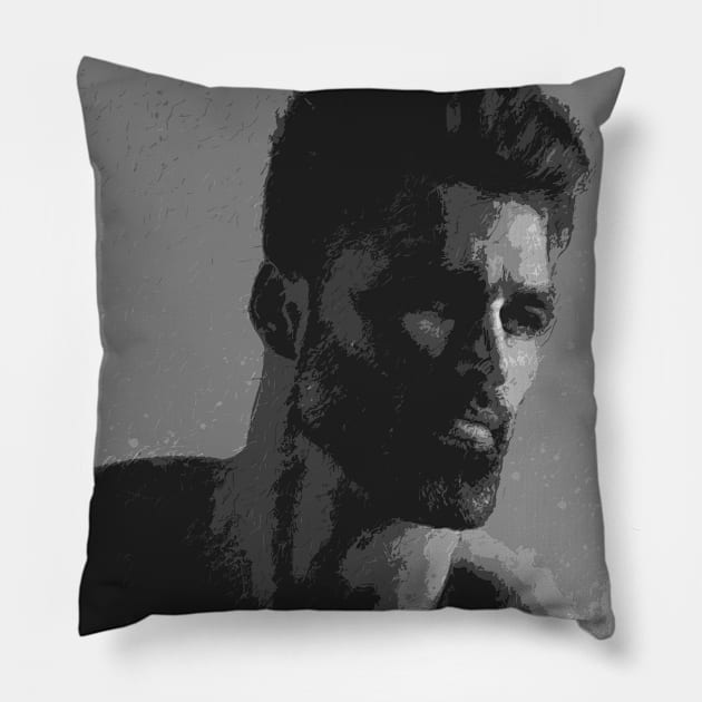 Giga chad painting Pillow by ms.fits