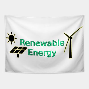 Renewable Energy Logo Solar Panels Wind Turbine Tapestry