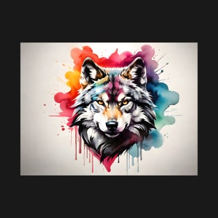 wolf face Watercolor T-Shirt