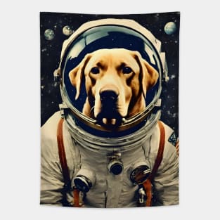 Astronaut Labrador Dog in Space Vintage Surreal Tapestry