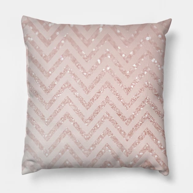 Pink Glitter Girly Chevron Stripe Pattern Pillow by Printable Pretty