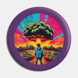 Oppenheimer with nuclear mushroom cloud Pin