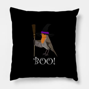 Robin Witch Bird Funny Halloween Ornithologist Gift Pillow