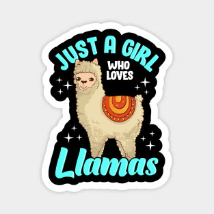 Funny Just A Girl Who Loves Llamas Cute Llama Magnet