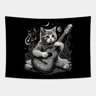 Cat Playing Guitar Tapestry