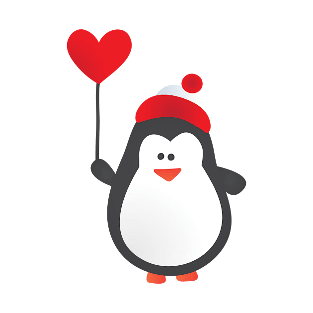 Cute Penguin with Heart Balloon by bluerockproducts