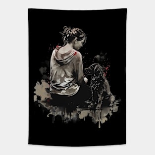 Girl and Dog Tapestry