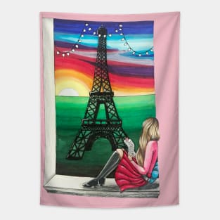 Love letter with a view of the Eiffel Tower Tapestry