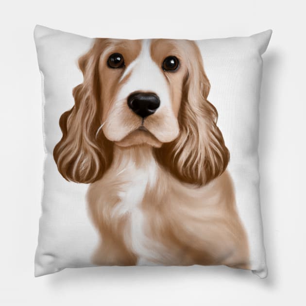 Cute English Cocker Spaniel Drawing Pillow by Play Zoo