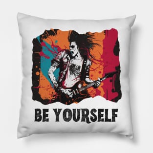 Be Yourself Rockstar Design, Rock n Roll Merch, Vibrant Colors guy, Inspiring, Inner Rocker, Musician Pillow