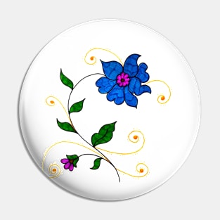 blue floral Pin