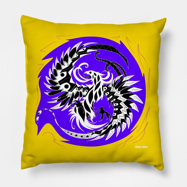 the phoenix in purple fire ball ecopop pattern Pillow by jorge_lebeau