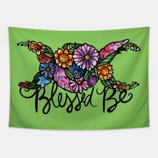 Blessed Be Triple Moon Bloom Tapestry