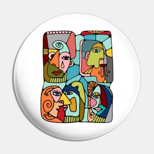 Cubist Picasso Style Faces In Mid Century Modern Colors Pin