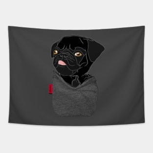 Black Pug FU Pocket Tapestry