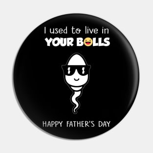 I Used To Live In Your Balls Funny Son Happy Father's Day Pin