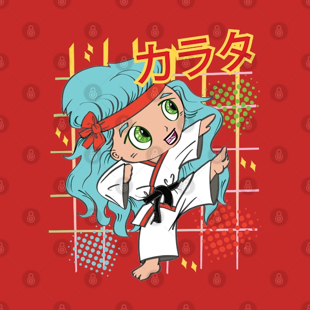 Kawaii Karate Taekwando Chibi Girl Colorful 80s Vapourwave Kanji Japanese Culture by SeaLAD