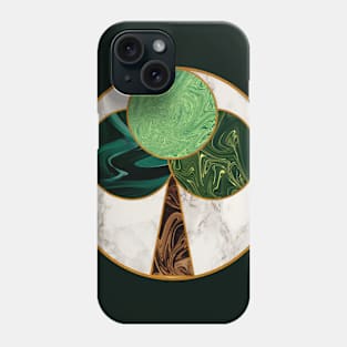 Green Liquid Tree Swirl in Marble Circle Phone Case