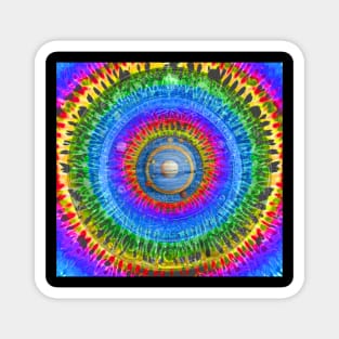 Neon Tie Dye Rainbow mandala with planets deadhead hippie design Magnet