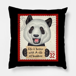 Funny Cute Panda with a side of bamboo Pillow